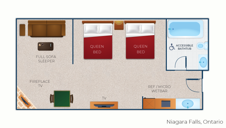 The florrplan in the Family Fireplace Suite 
